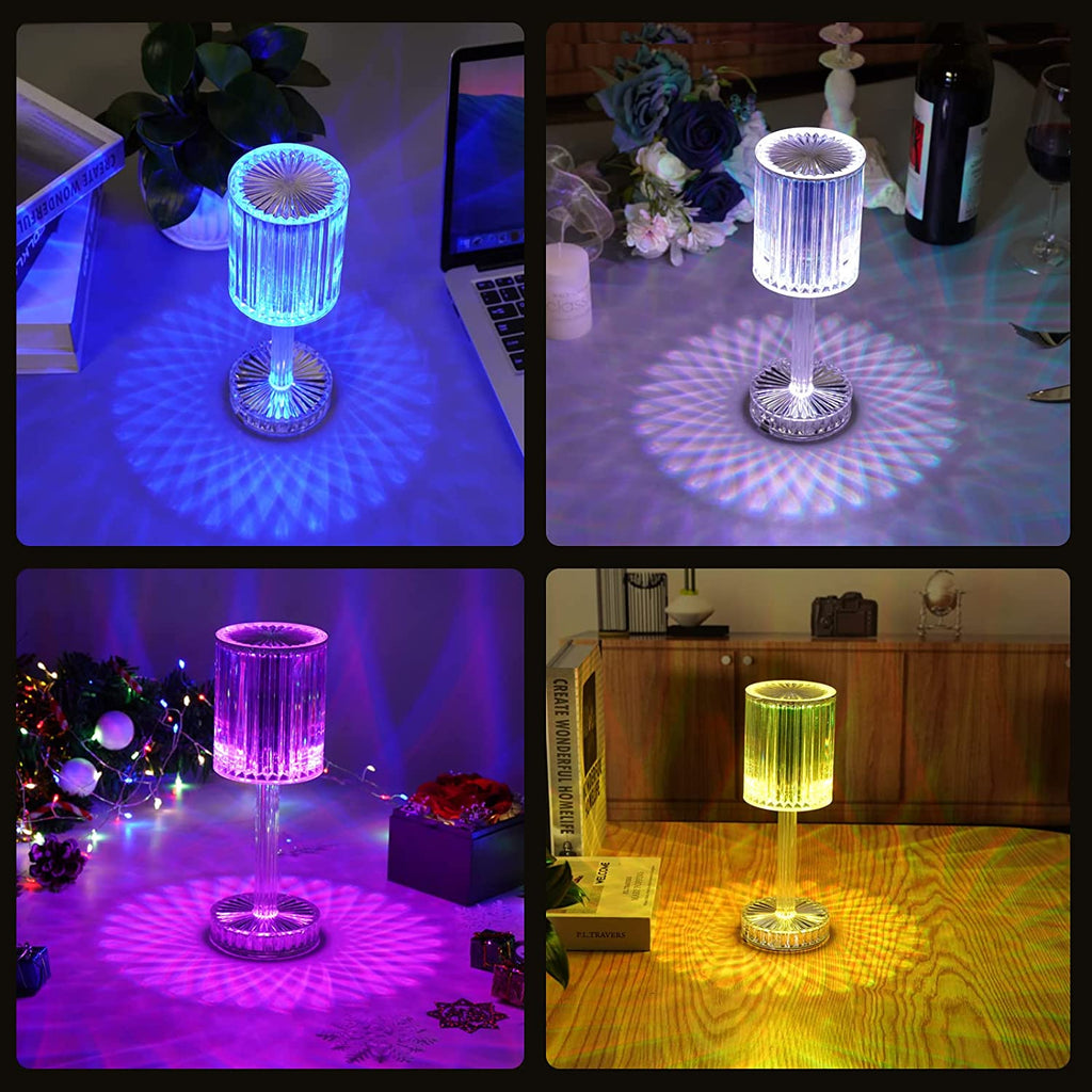 Touch Control Crystal LED Table Lamp – USB Rechargeable Atmosphere Night Light for Home & Bedroom Décor