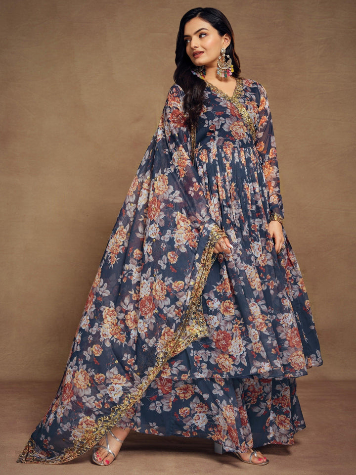 High-quality chiffon palazzo suit with zari work for a touch of glamour