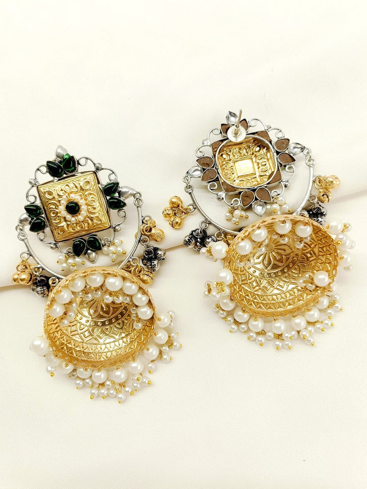  Elegant Jhumkis with Delicate Pearl Hangings for Ethnic Attire 