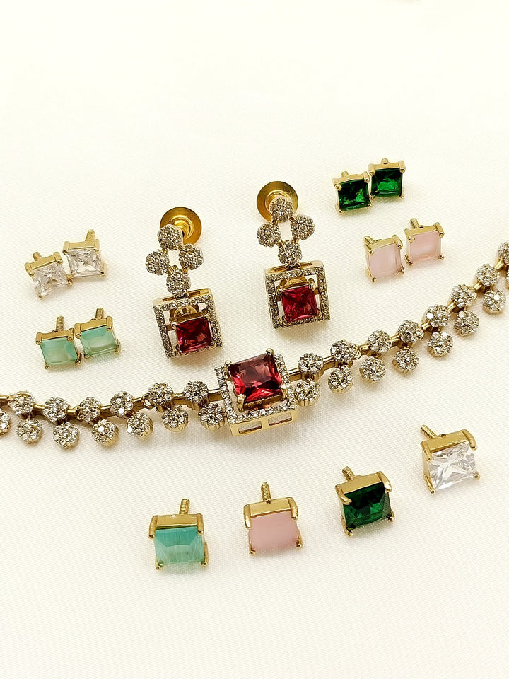 Elsa Multi Colour Polki Necklace Set - qivii