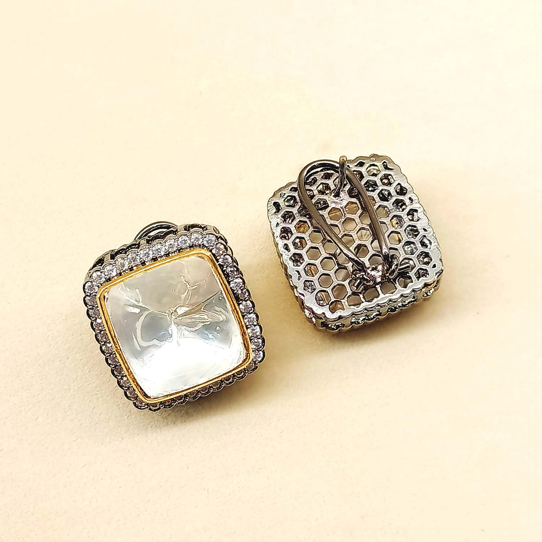 Ishwarya Diamond Polki Stone Rhodium Plated Tops - qivii