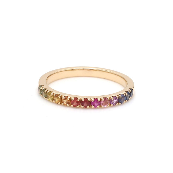 Rainbow Sapphire Round Half Eternity Ring - qivii