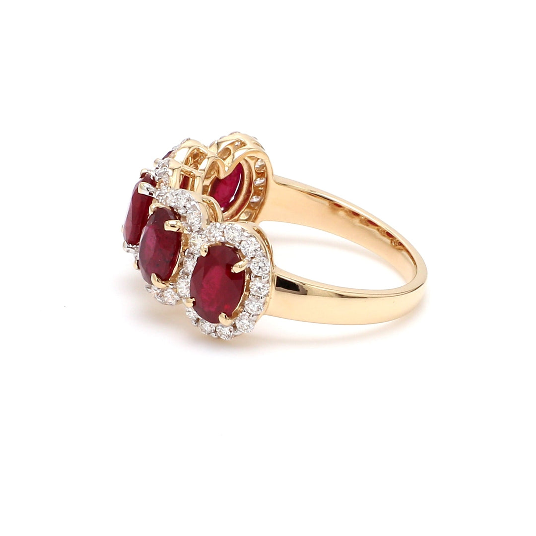 Ruby Oval Diamond Five Stone Ring - qivii