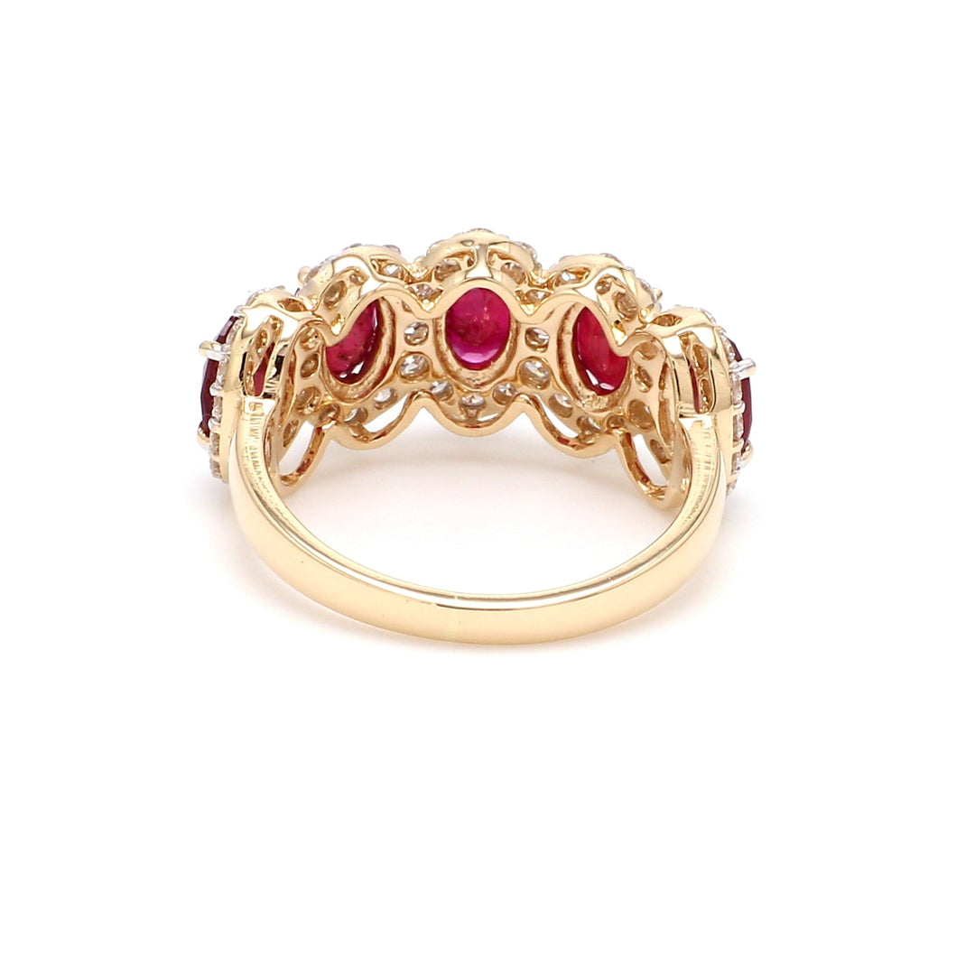 Ruby Oval Diamond Five Stone Ring - qivii