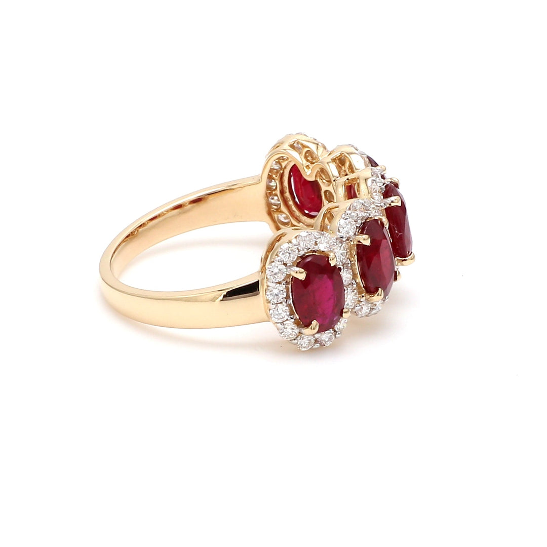 Ruby Oval Diamond Five Stone Ring - qivii
