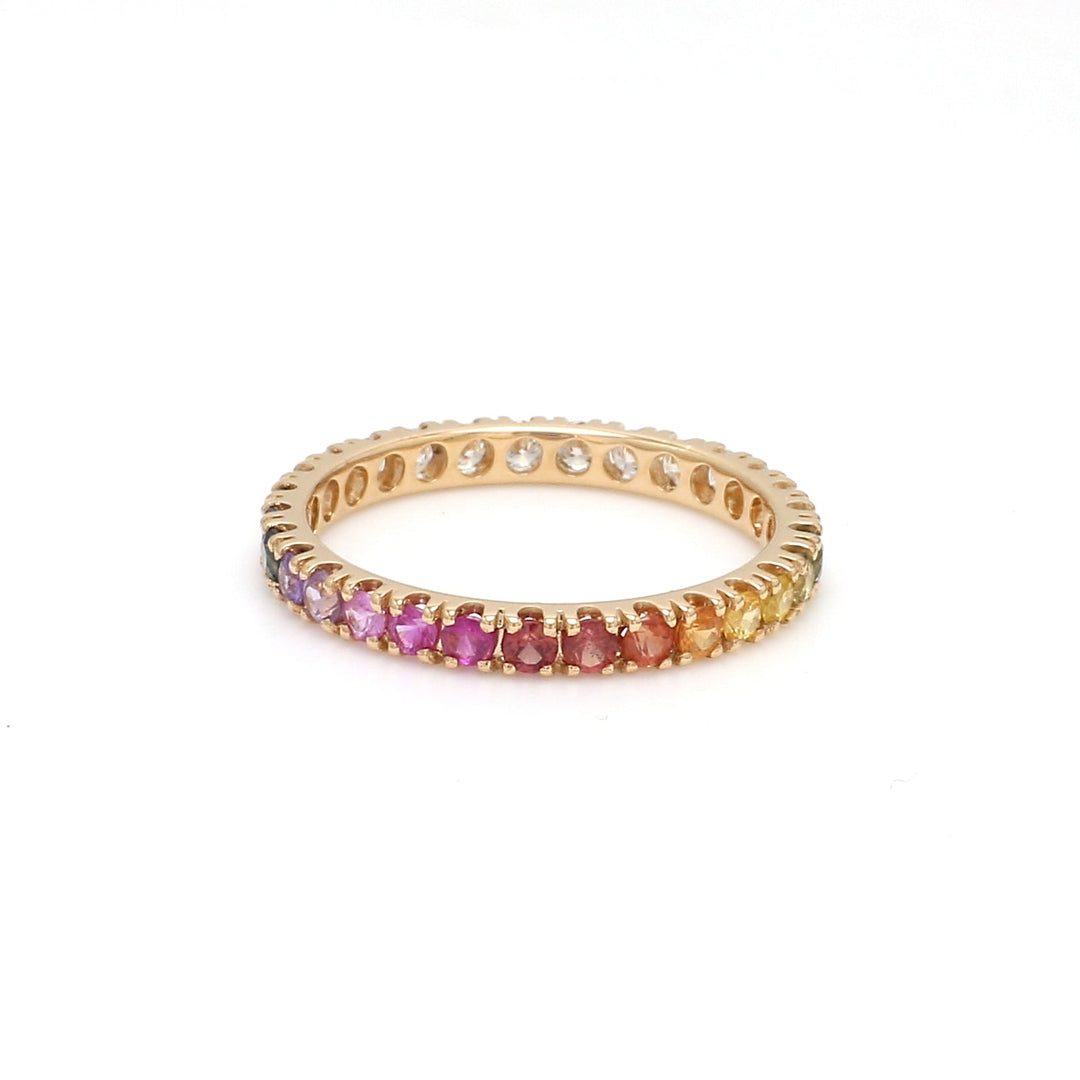 Rainbow Sapphire Half Diamond Ring - qivii