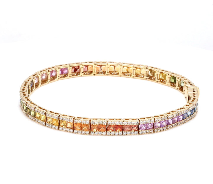 Rainbow Sapphire Princess Cut Diamond Bracelet - qivii