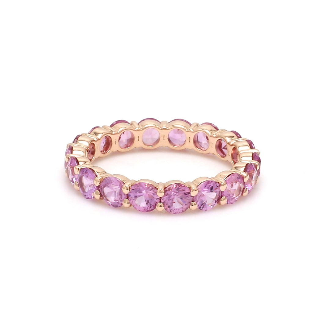 Pink Sapphire 3.50MM Round Ring - qivii