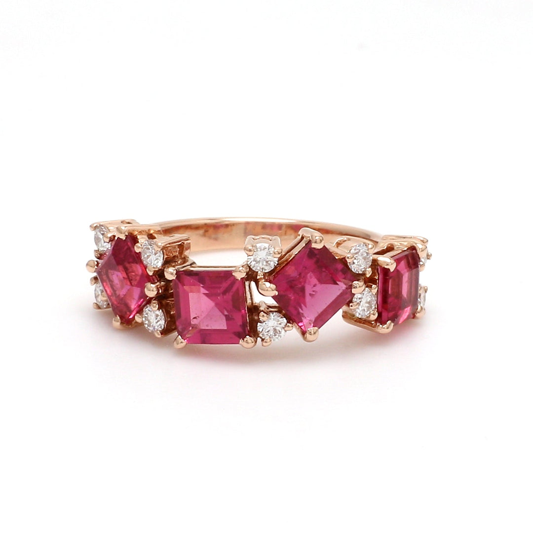 Pink Tourmaline Square Random Ring - qivii