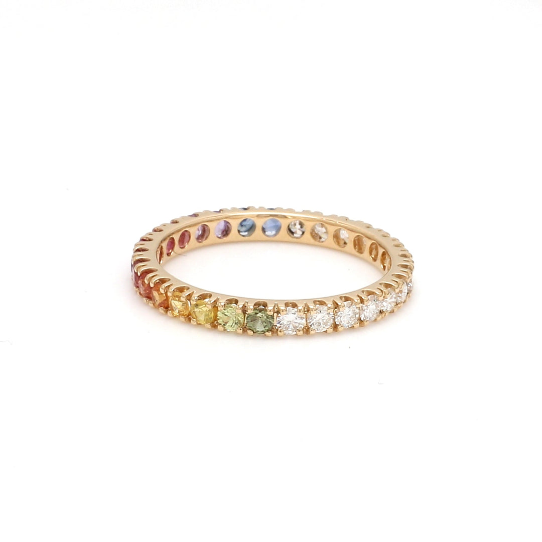 Rainbow Sapphire Half Diamond Ring - qivii