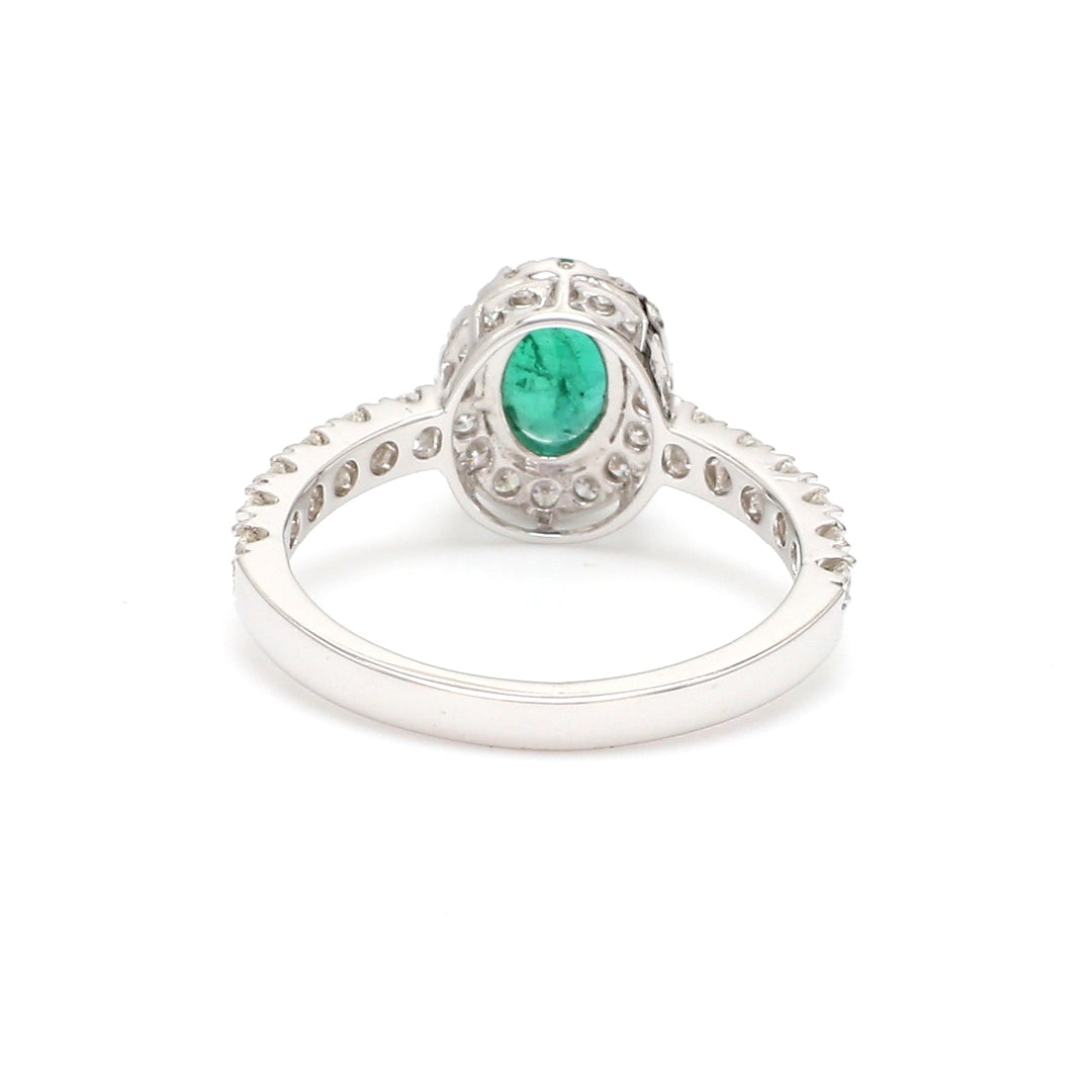 Emerald Oval Diamond Halo Ring - qivii