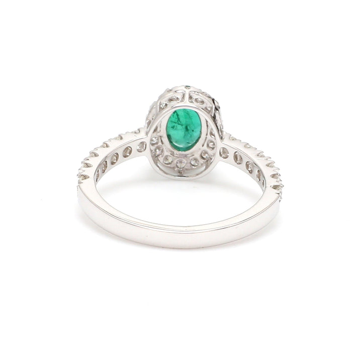 Emerald Oval Diamond Halo Ring - qivii