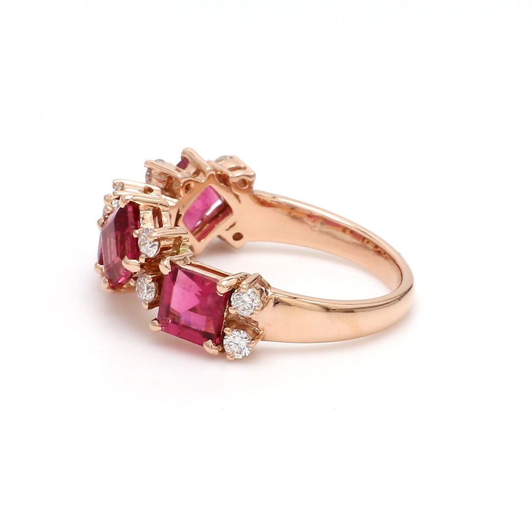 Pink Tourmaline Square Random Ring - qivii