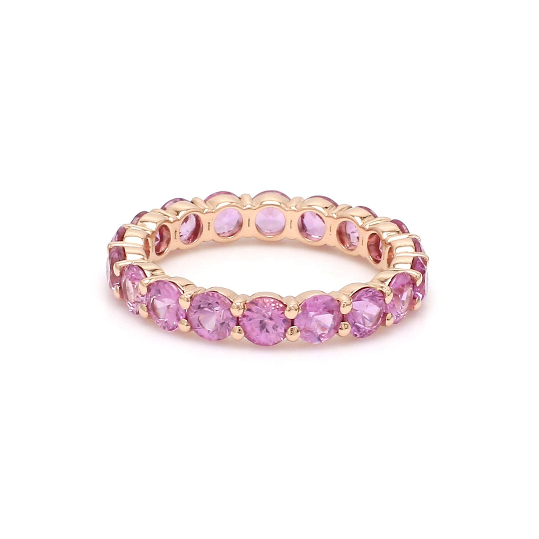 Pink Sapphire 3.50MM Round Ring - qivii