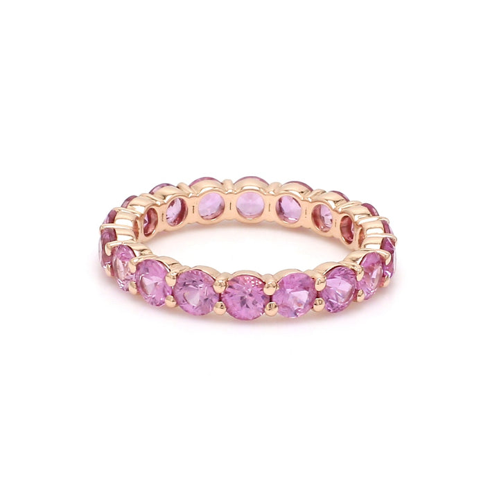 Pink Sapphire 3.50MM Round Ring - qivii