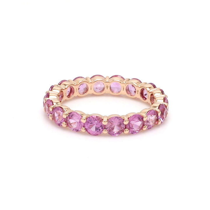 Pink Sapphire 3.50MM Round Ring - qivii