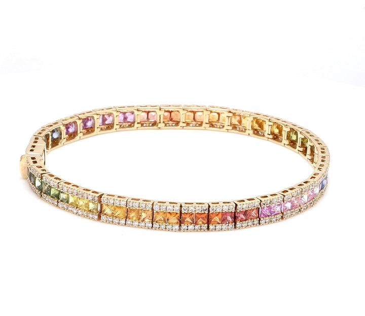 Rainbow Sapphire Princess Cut Diamond Bracelet - qivii