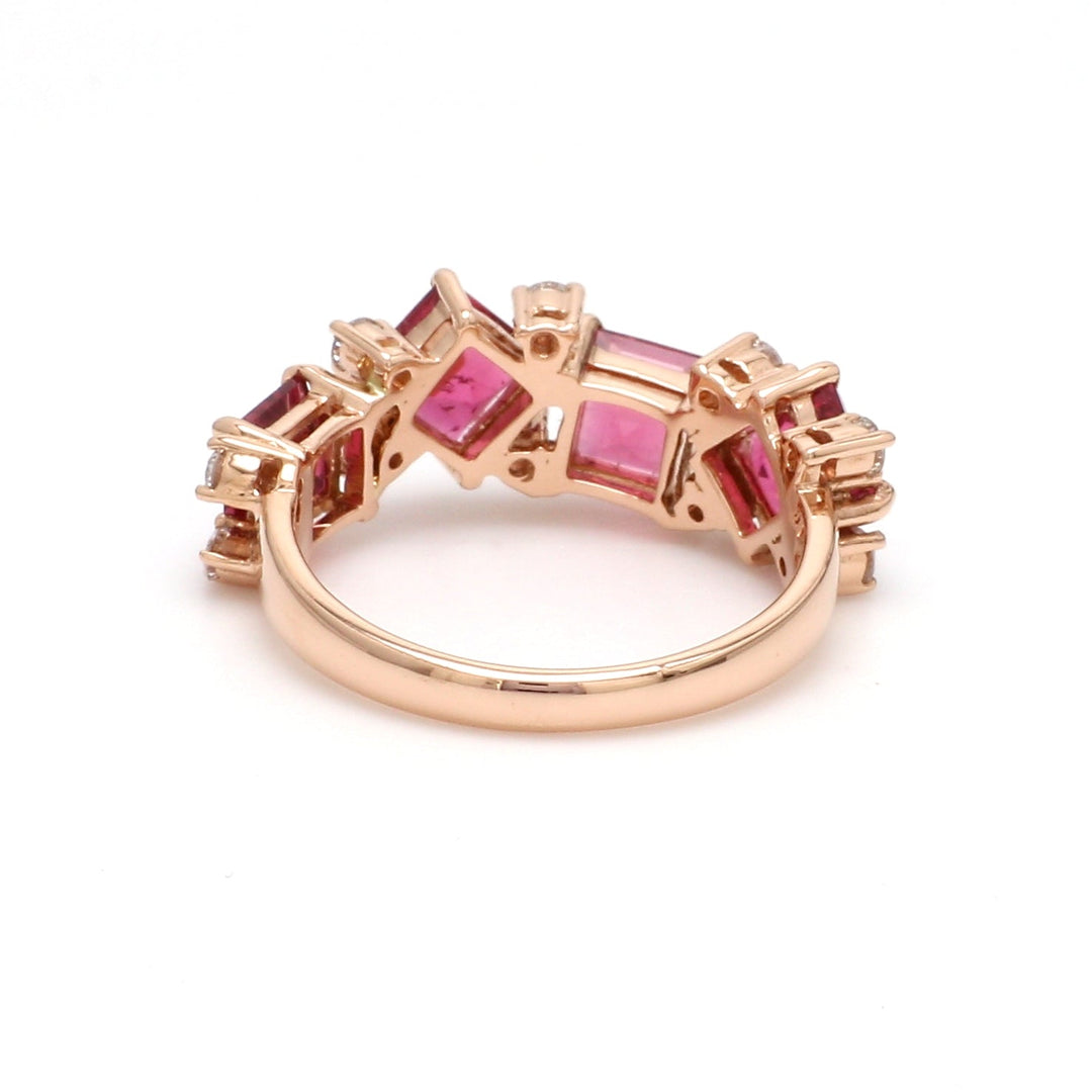 Pink Tourmaline Square Random Ring - qivii