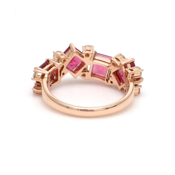Pink Tourmaline Square Random Ring - qivii
