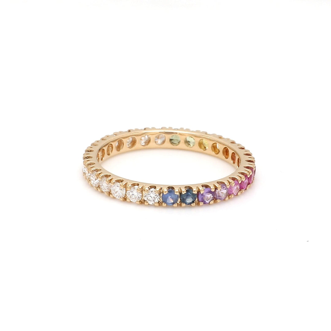 Rainbow Sapphire Half Diamond Ring - qivii