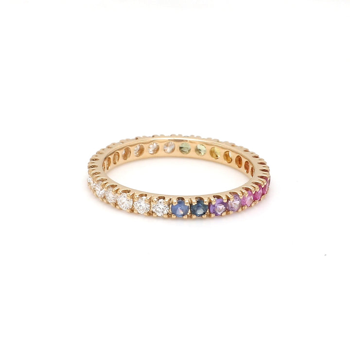 Rainbow Sapphire Half Diamond Ring - qivii
