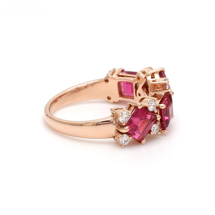 Pink Tourmaline Square Random Ring - qivii