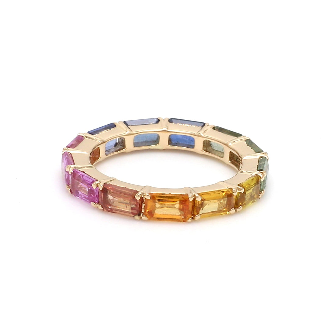 Rainbow Sapphire East West Prong Set Ring - qivii