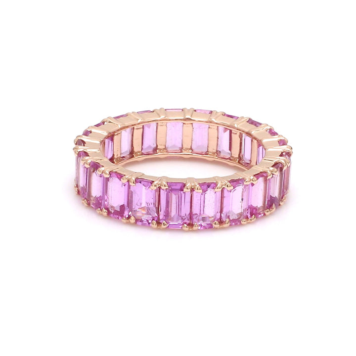 Pink Sapphire Emerald Cut Eternity Ring - qivii