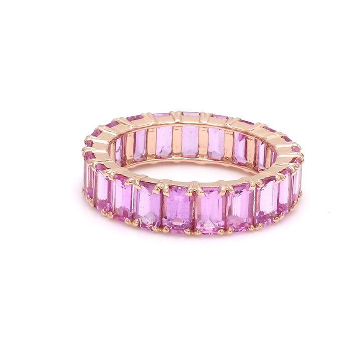 Pink Sapphire Emerald Cut Eternity Ring - qivii