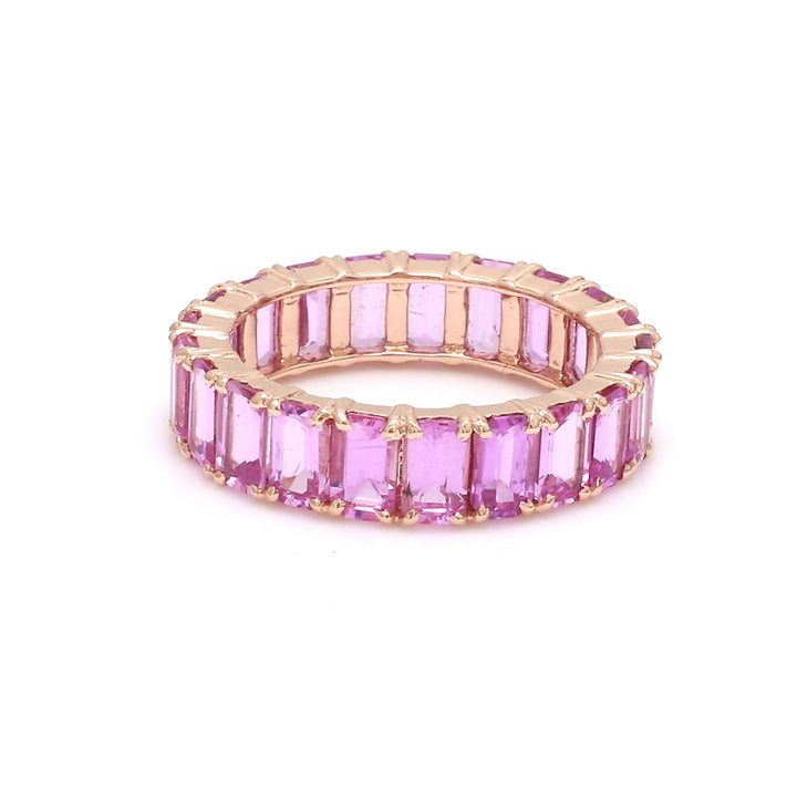 Pink Sapphire Emerald Cut Eternity Ring - qivii