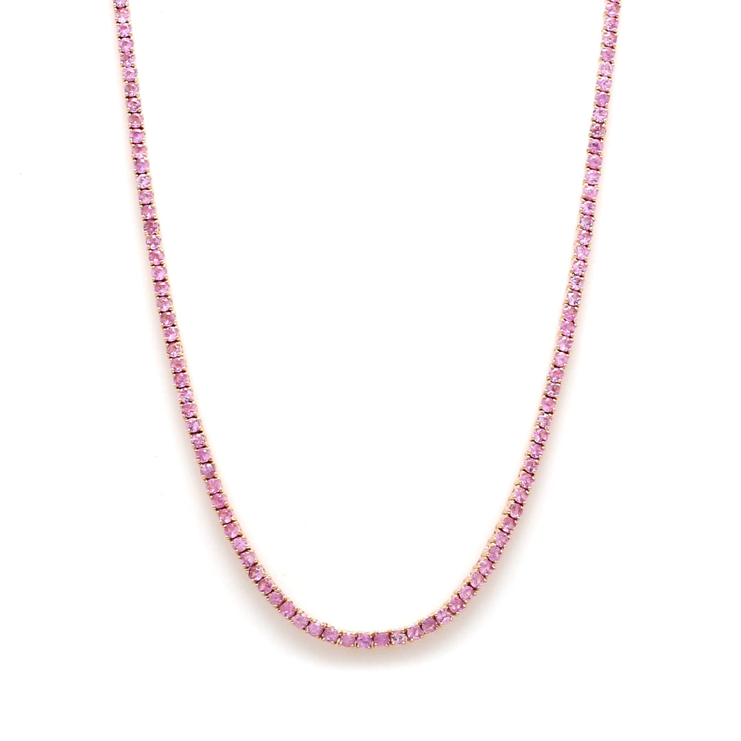 Pink Sapphire 2.00 MM Tennis Necklace - qivii