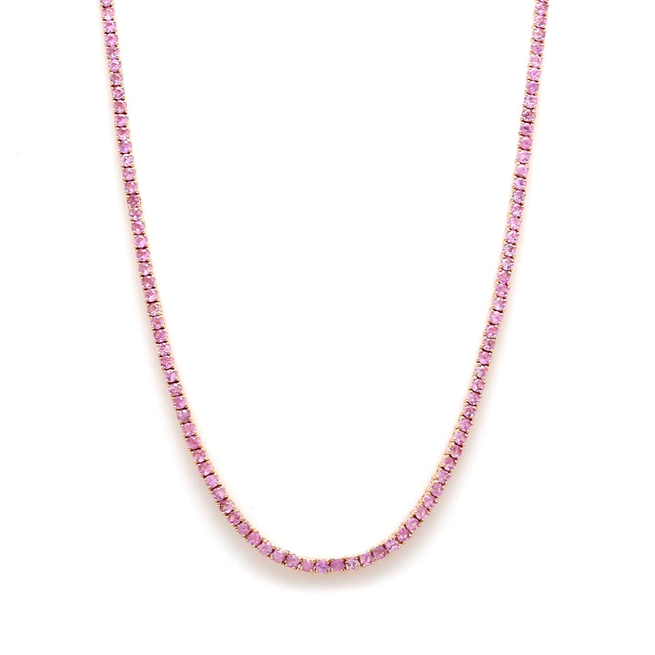 Pink Sapphire 2.00 MM Tennis Necklace - qivii