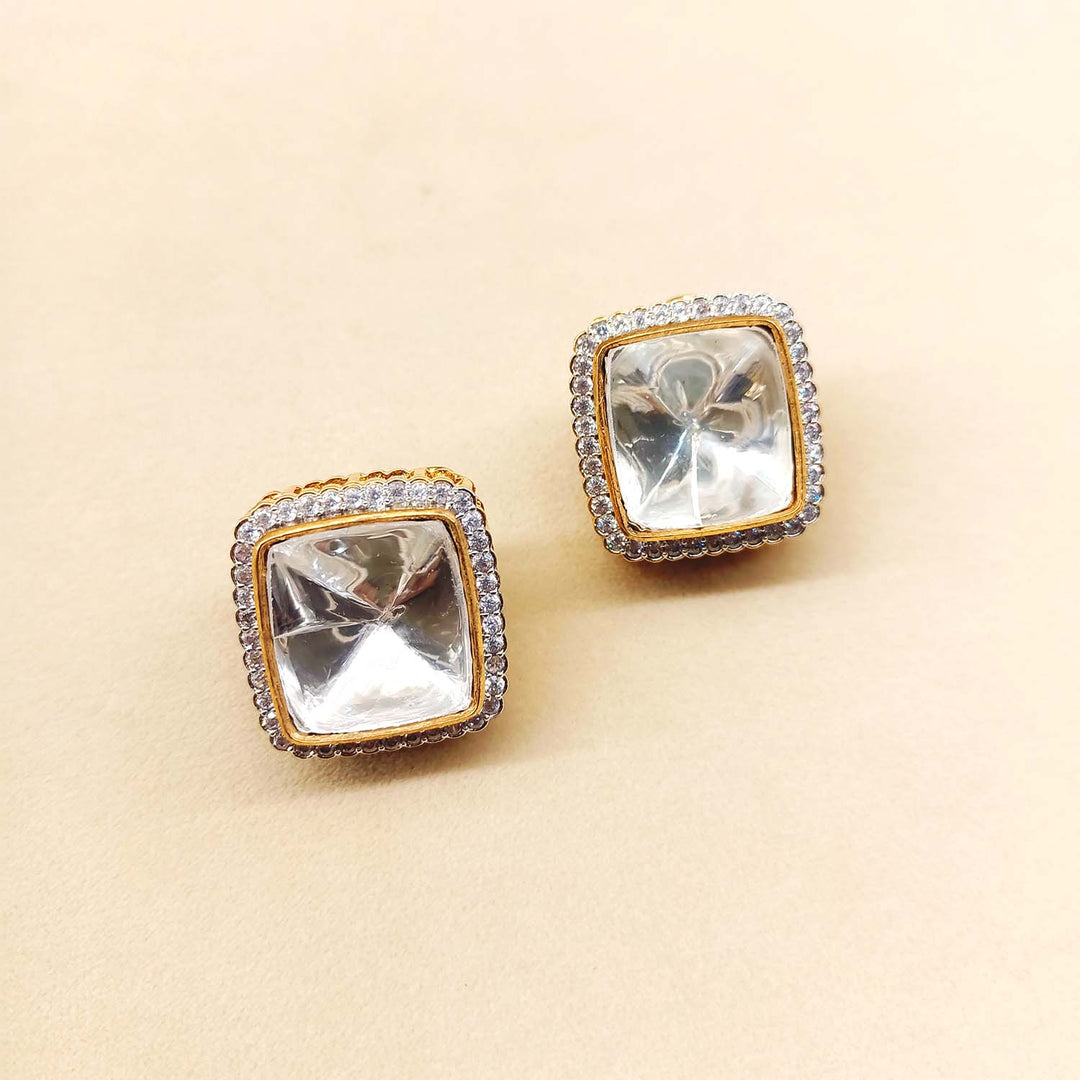 Gold plated Kundan tops with Jasmit Diamond Polki stones, elegant and stylish earrings