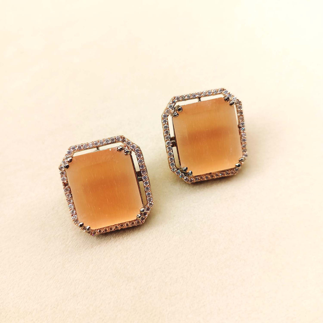 Ishita Peach Diamond Rhodium Plated Victorian Tops - qivii