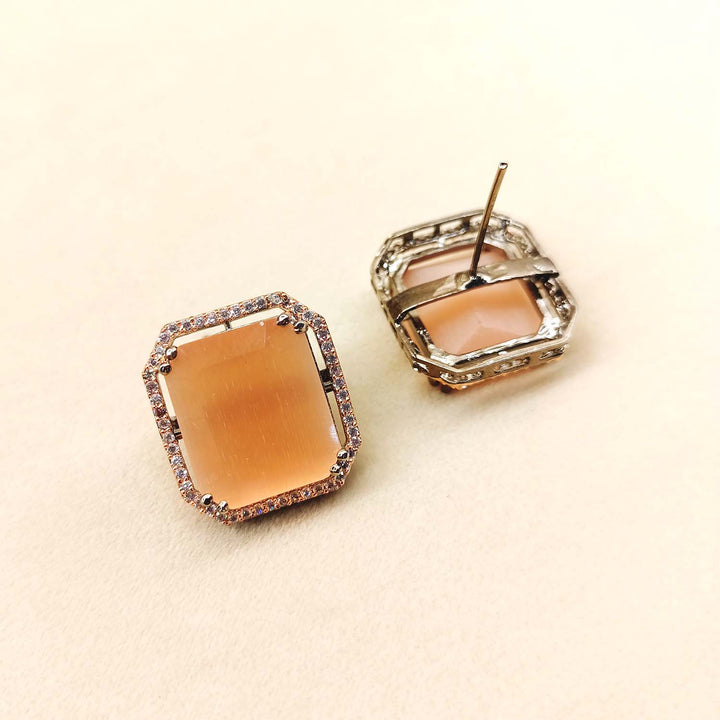 Ishita Peach Diamond Rhodium Plated Victorian Tops - qivii