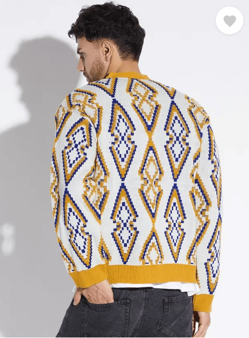 Mustard Abstract Print Cardigan