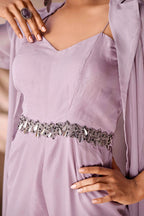 Most Trendy Lavender Hand Work Organza Indo Western Jumpsuit