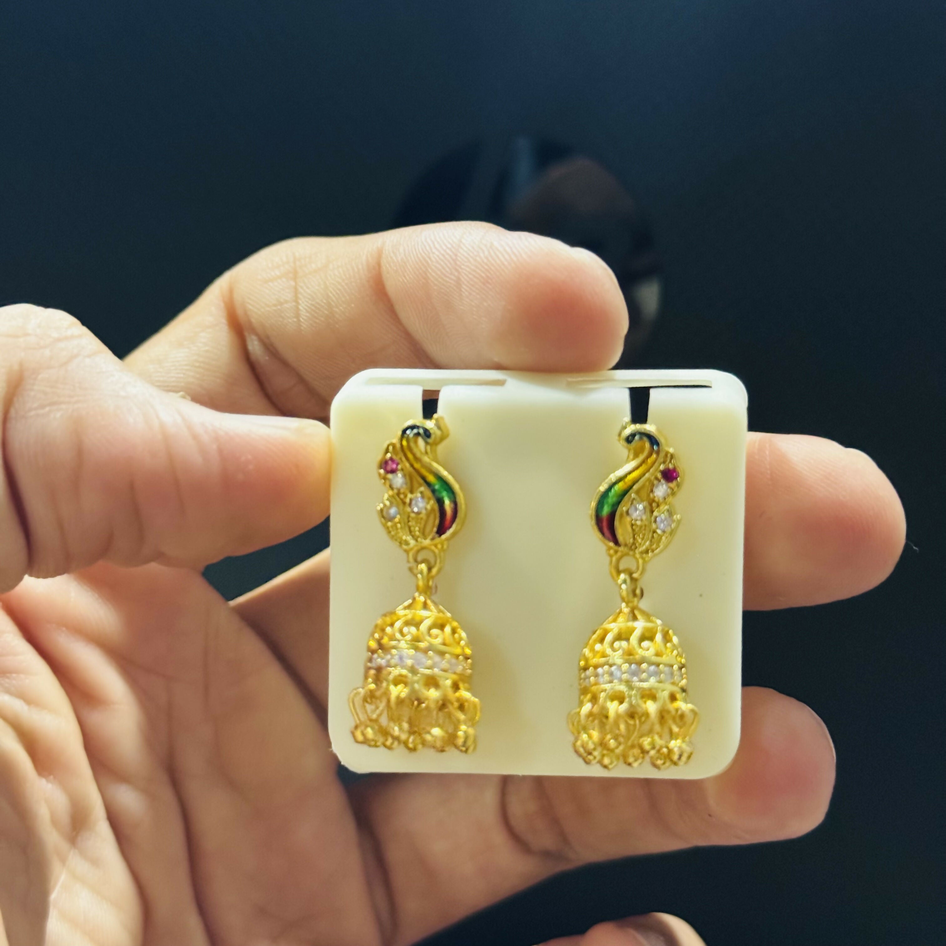 Ethnic Peacock Pattern Drop Earrings