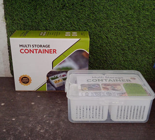 Fridge Storage Box – 4-Grid Vegetable Draining Crisper for Kitchen & Refrigerator