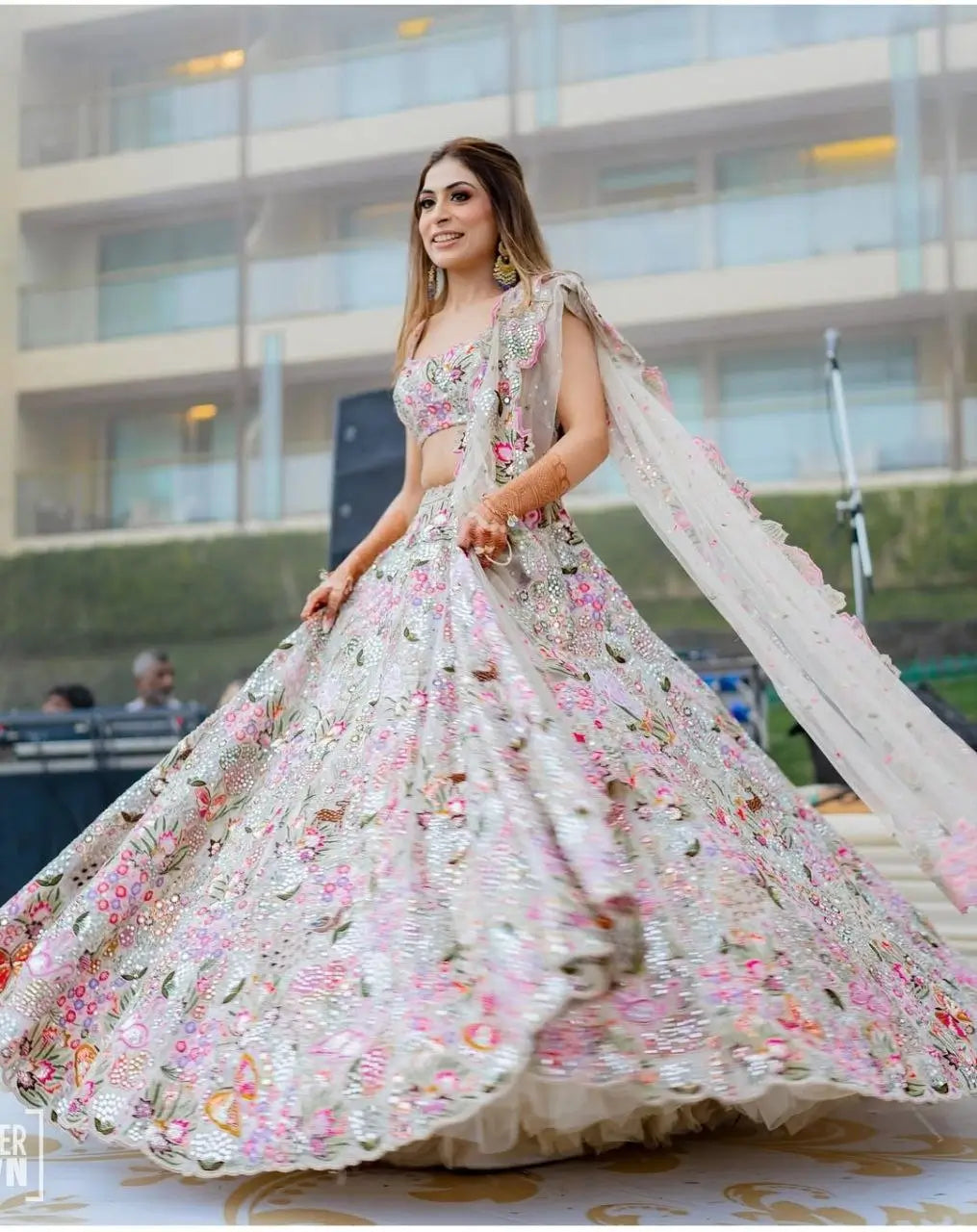 Multi Color Georgette Lehenga With Thread Embroidery Coding Zari Heavy  Sequins Work | Ready To Wear - qivii