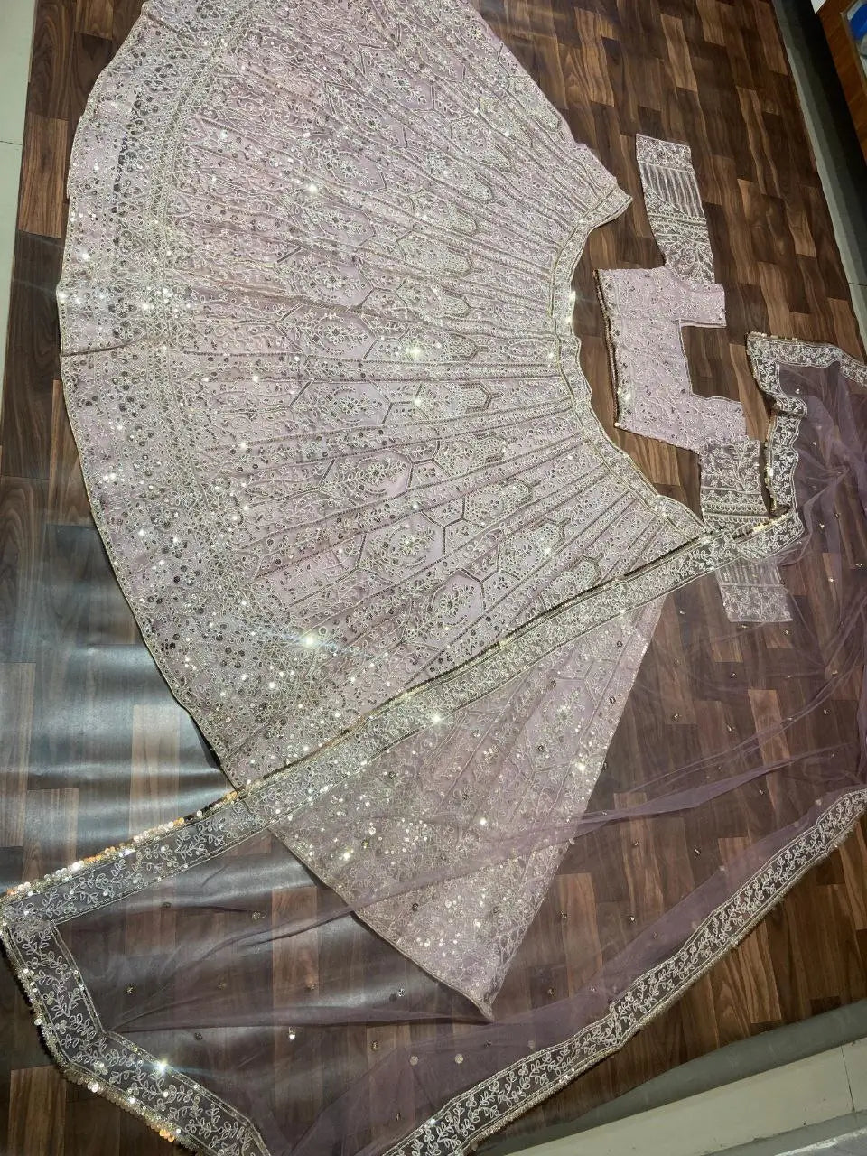 Rosy Brown Net Lehenga With Thread Embroidery Coding And Heavy Sequins Work | Ready To Wear - qivii