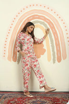 Red And Beige Floral Print Co-ord Set