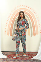 Red and Blue Floral Print Co-ord Set