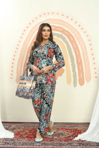 Red and Blue Floral Print Co-ord Set