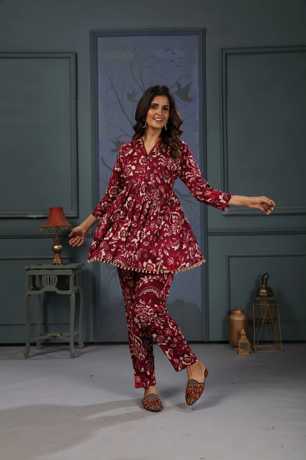 Cherry Red Printed Co-ord Set