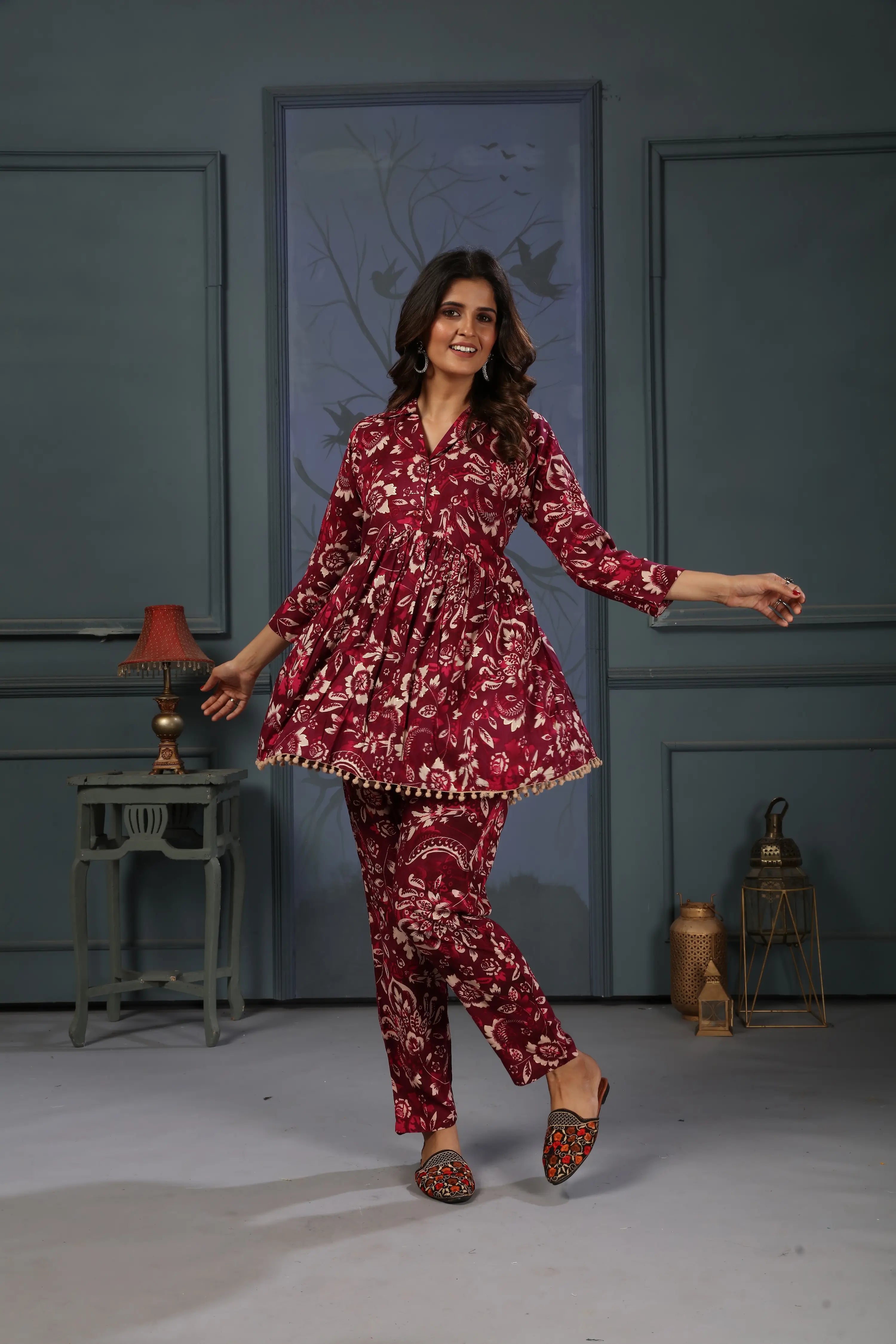 Cherry Red Printed Co-ord Set