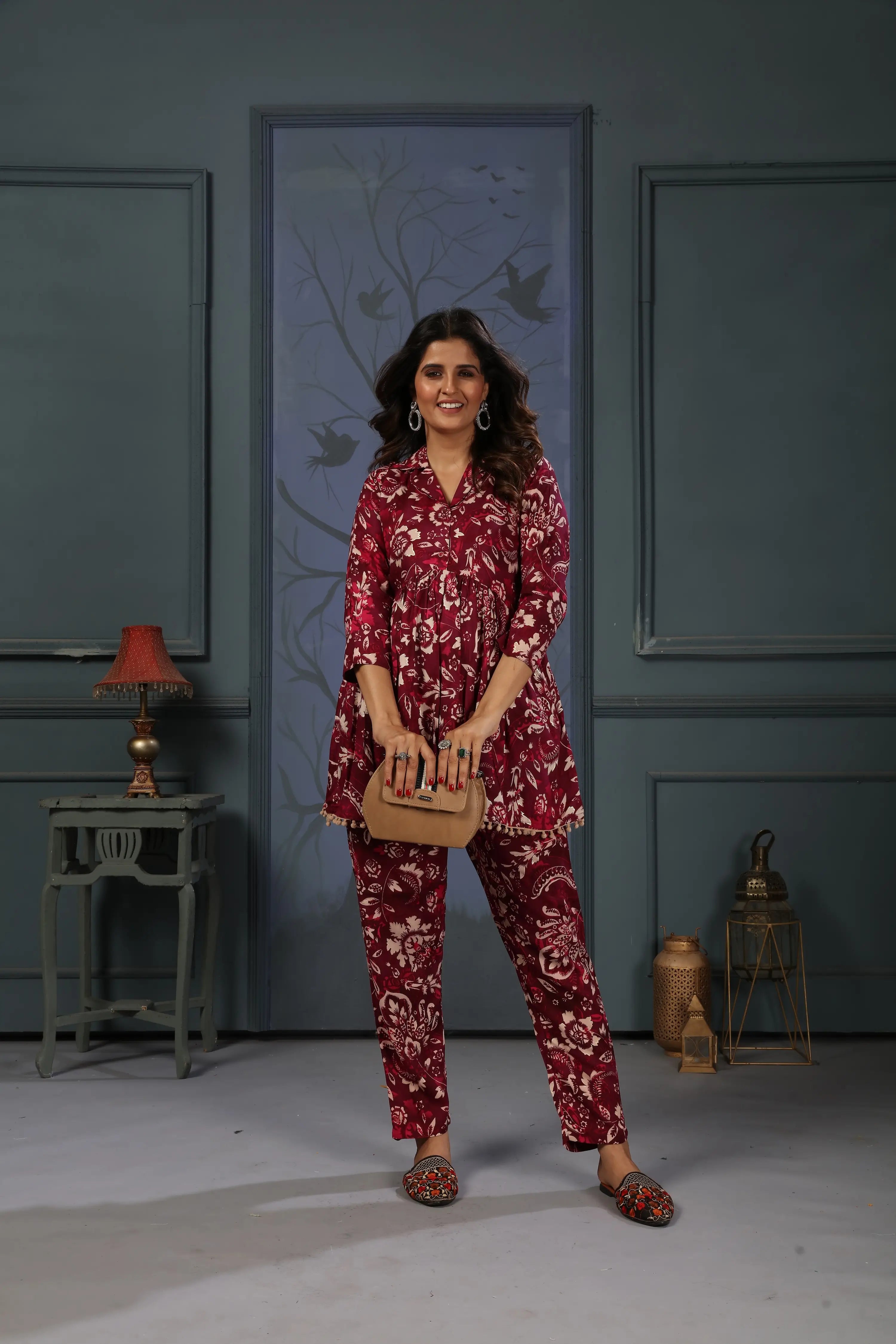 Cherry Red Printed Co-ord Set