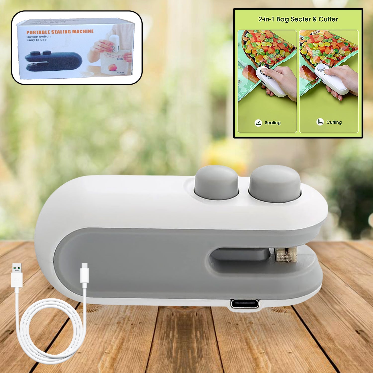 2-in-1 Mini Bag Sealer & Cutter – Portable USB Heat Sealer for Snacks