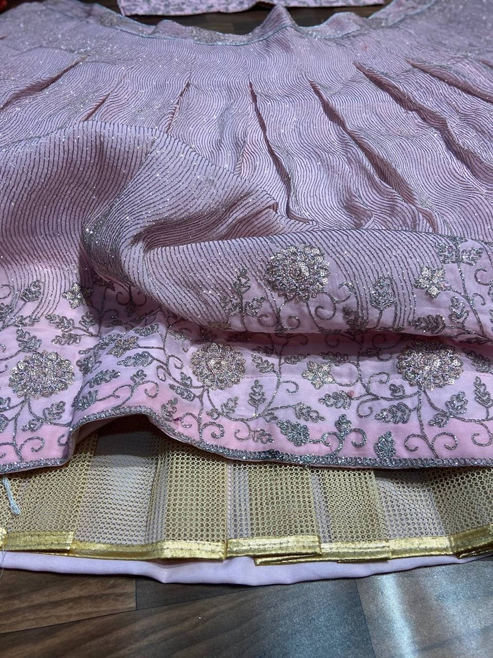 Sabyasachi Designer peach-pink Lehenga Choli Embellished With Beautiful Shimmer Dori Work Wedding Lehenga Choli Party Wear Lehenga Choli