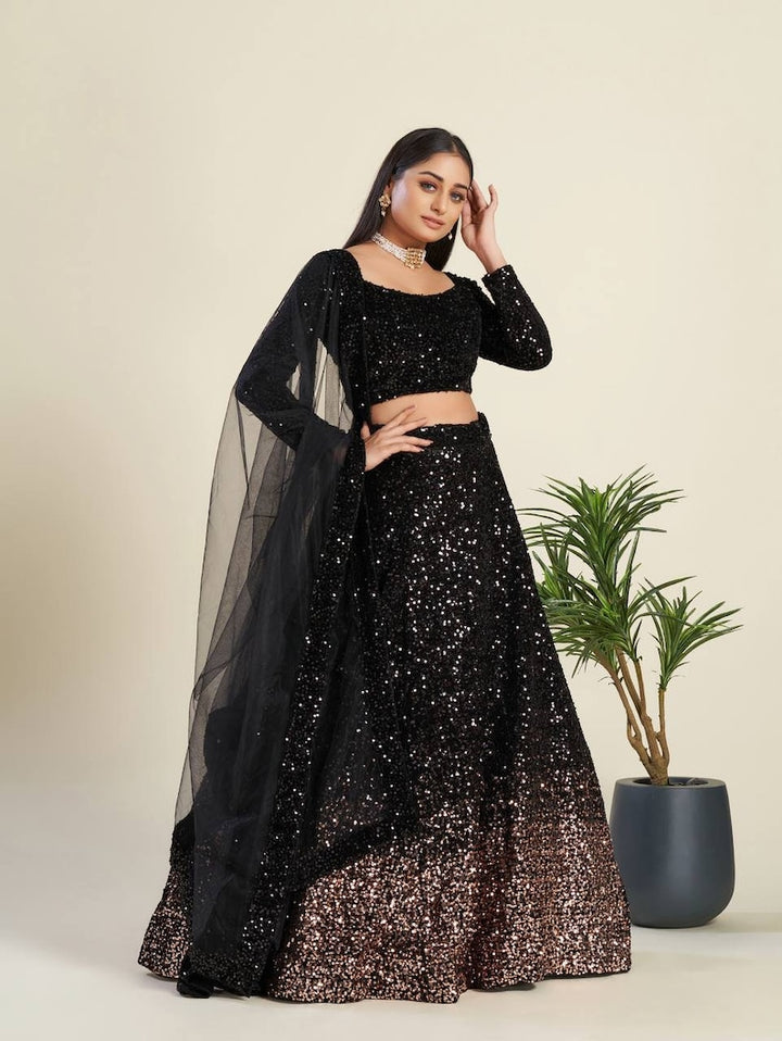Ready to wear wedding and party lehenga dress in black